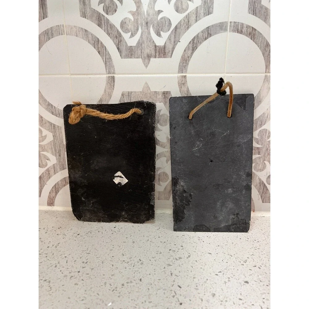 2 Hand Painted Christmas‎ And Halloween Slate Wall Plaque Hanging Country Decor